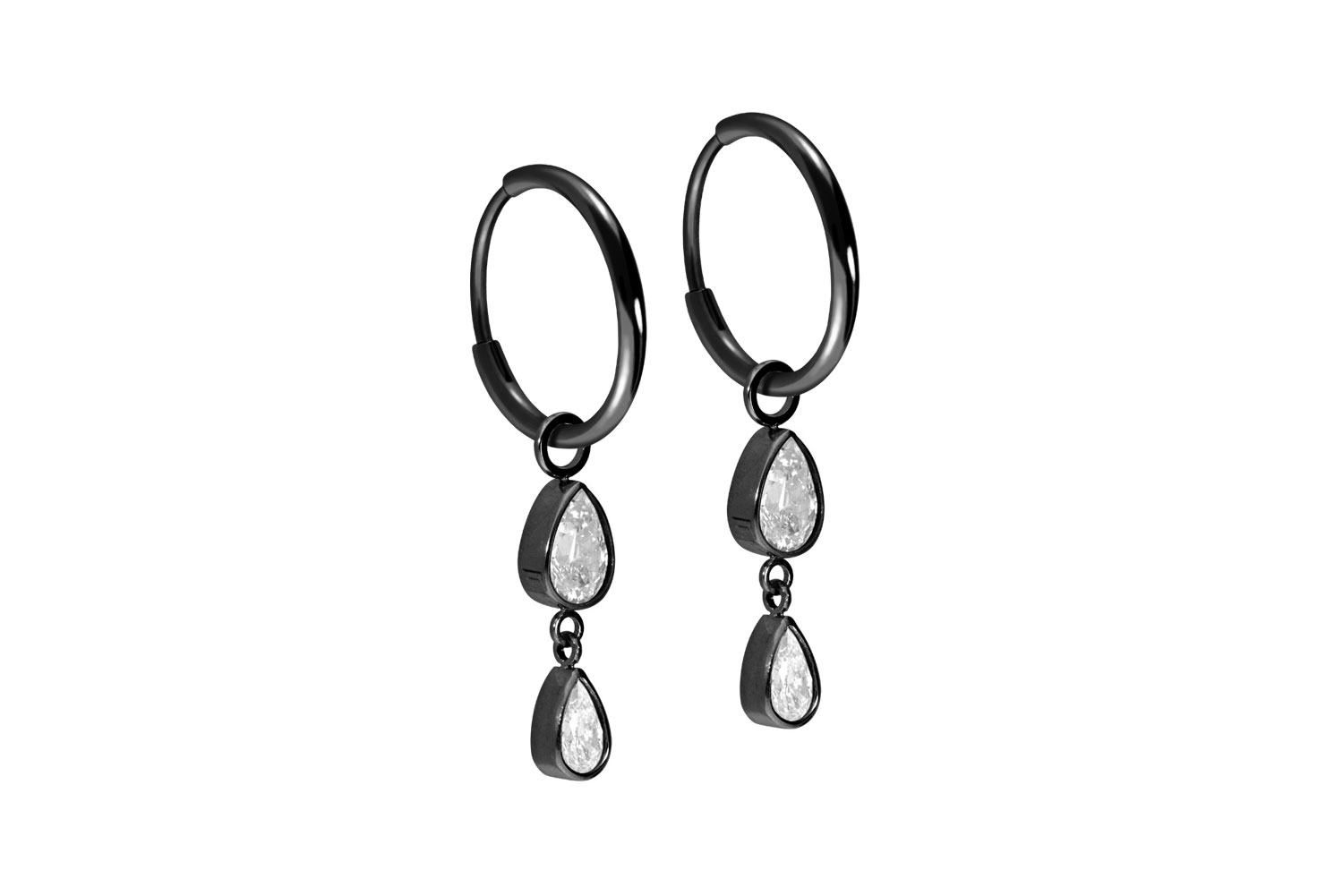 Titan Ohrclicker Creolen 2 KRISTALLTROPFEN von Piercingline